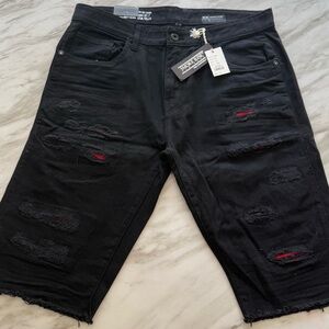 Black Distressed Men's Shorts